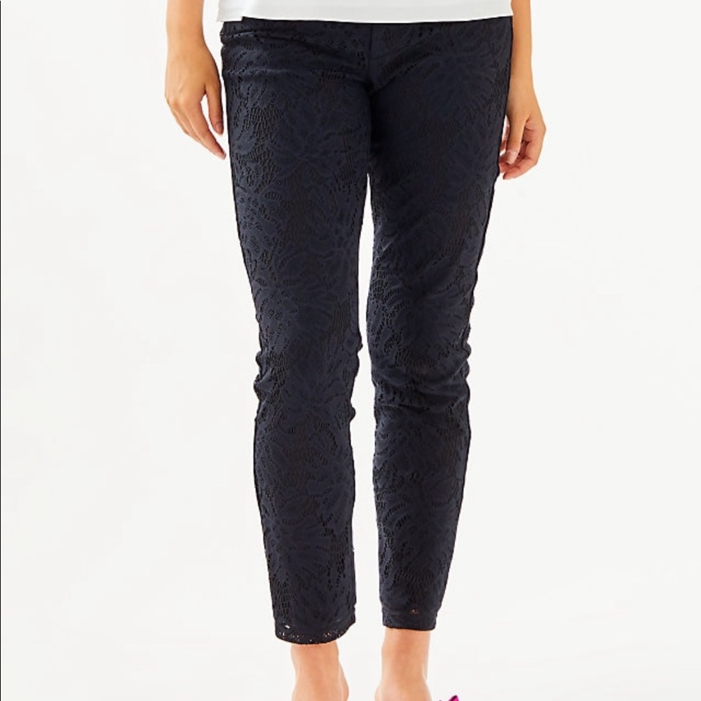 NWT Lilly Pulitzer black lace skinny pants sz 10